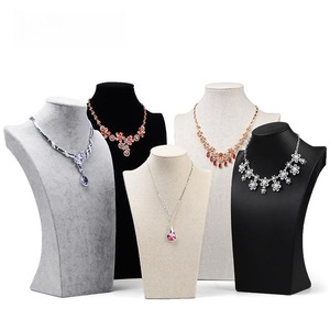 Custom Portrait necklace stand made of velvet linen leather necklace <b>display</b> stand H-shaped jewelry portrait necklace <b>model</b> - Product Image 1