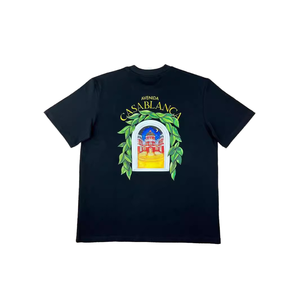 Camiseta Deportiva Casual de Manga Corta con Cuello Personalizado y Estampado de Letras, 100% Algodón, Ajuste Holgado, Antipilling, Nuevo Estilo, Superventas - Product Image 1