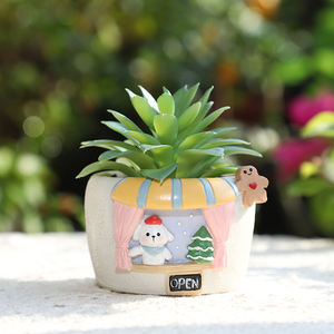 Pots à <span class=keywords><strong>plantes</strong></span> succulentes à thème ROOGO de dessin animé, personnages animaux, thé au lait/glace/<span class=keywords><strong>boulangerie</strong></span>, pot à fleurs pour bureau, maison et <span class=keywords><strong>jardin</strong></span> - Product Image 4