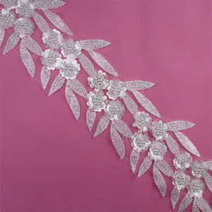 Neue Nähmaterialien Kleid Netz Spitzen-Schmuck mit Perlen Strass Perlen-Spitzen-Schmuck Bordurstickerei für Kleidung