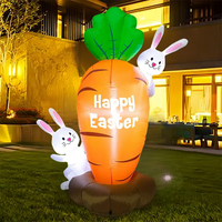 Décorations gonflables géantes personnalisées de cour de lapin et d'oeufs de Pâques avec des lumières de LED pour des vacances