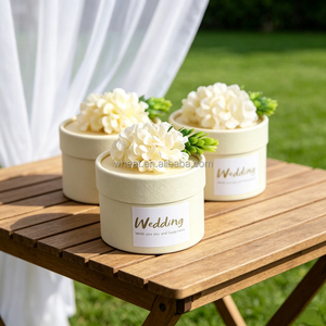 Cadeau de mariage, fabricant chinois, boîte en papier ronde personnalisée avec logo, pour bonbons au chocolat, avec décoration florale - Product Image 3