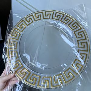 Assiettes de présentation en <span class=keywords><strong>plastique</strong></span> doré et argenté, 13 pouces, pour restaurant, mariage, fête, décoration de table de Noël - Product Image 2