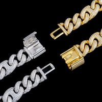 Collar de Plata de Ley 925 con Moissanita Tallada en Forma de Boquilla de Cerdo, Estilo Hip Hop, 15mm, 8/20/22/24 Pulgadas, Certificado GRA, ¡Gran Venta!