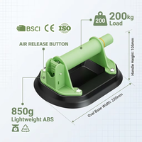 Ventouse manuelle industrielle ovale en caoutchouc robuste, capacité de charge 200 kg, pour la manutention de verre, carreaux et dalles