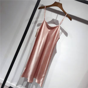 2025 été nouvelle soie fronde mûrier soie femmes couleur unie Sexy chemise de nuit Base jupe <span class=keywords><strong>Satin</strong></span> <span class=keywords><strong>jupon</strong></span> grande taille - Product Image 4