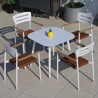 Ensemble table et chaises carrées modernes pour patio, mobilier d'extérieur en rotin, table de café pour restaurant, fête, appartement, parc, villa, atelier