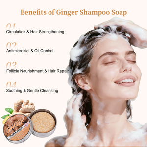 Shampooing <span class=keywords><strong>Solide</strong></span> au Gingembre Soin du Cuir Chevelu Réparation Cheveux Abîmés Hydratant Revitalisant Savon Naturel Vente en Gros Personnalisée Boîte en Aluminium - Product Image 2