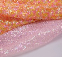 Tissu en maille holographique irisé à paillettes 3D brillantes, tulle brodé en polyester/métallique pour sacs de garçons, 150 GSM, moyen