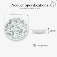 Assiette creuse en céramique de 8 pouces, motif floral champêtre français, bord festonné, bol à soupe en porcelaine, vaisselle pour la maison et la restauration, vente en gros