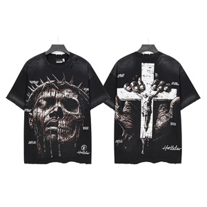 Camiseta Estampada Vintage <span class=keywords><strong>de</strong></span> Moda Americana 2026, Camiseta Casual Holgada <span class=keywords><strong>de</strong></span> Cuello Redondo y Manga Corta para <span class=keywords><strong>Hombre</strong></span>, Ropa Urbana <span class=keywords><strong>de</strong></span> Algodón Peinado - Product Image 5