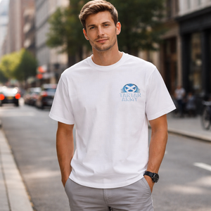 White Vintage "TARTAN " <strong>Scotland</strong> Saltire Soccer Print Crew Neck Short Sleeve <strong>T</strong>-<strong>Shirt</strong> Custom Logo Printed Casual Men's Cotton - Product Image 1