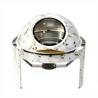 KUNTAI Réchaud de buffet de luxe en acier inoxydable martelé doré, 6L, alimenté à l'alcool, à chaleur hydraulique, économe en énergie