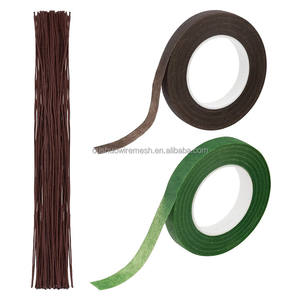 Nastro floreale marrone verde bianco colorato fiorista filo di carta coperto stelo bastoncini filo per decorazioni di fiori artificiali - Product Image 2
