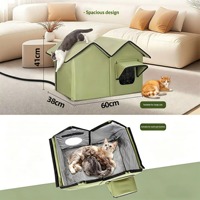 Grande maison d'hiver chauffée et imperméable pour chat d'extérieur, avec porte d'évasion, design surélevé, isolation, assemblage requis, pour plusieurs chats, petite taille