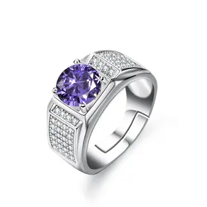 מכירה חמה חדש טרנדי כסף סטרלינג 925 קלאסה צבעוני טבעת זירקון תכשיטים אלגנטיים לגברים