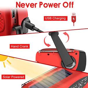 Factory Custom Hand Crank Solar Radio ABS Waterproof <b>LED</b> Flashlight 1000mAh Power Bank Portable Radio for Outdoor - Product Image 4