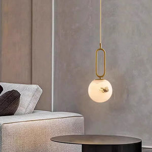 Minimalist Pendant <b>Light</b> Gold Round E27 LED Single Head For Bedroom Dining Room - Product Image 1