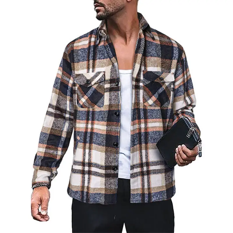 Personalizada caliente de la moda de los hombres a cuadros chaqueta de cordero Polo de los hombres de los deportes casuales de estilo superior chaqueta unisex de mayor calidad