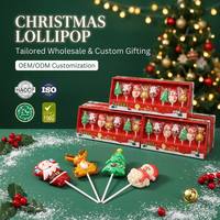 Bonbons durs faits à la main certifiés Halal, personnages de Noël mélangés, lot de 8 sucettes de Noël, fabricant en gros
