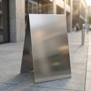 Panneau publicitaire double face en acier inoxydable personnalisé pour extérieur, fabrication directe d'usine, panneau de trottoir double face en métal - Product Image 2