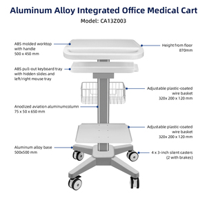 Carrello Informatico Dentale in Alluminio Leggero con Stazione Integrata per Laptop Medicale e Vassoio in ABS, Direttamente dalla Fabbrica - Product Image 6