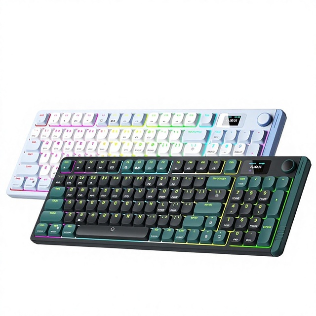 Three-mode USB Mechanical Keyboard Low-profile Red Switches PBT Double-shot Keycaps RGB rainbow Lighting Full N-key Rollover 95