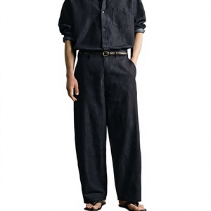 Jean en denim noir pour homme, coupe large, décontracté, style streetwear, en coton, mode moderne, vente en gros, personnalisable - Product Image 1