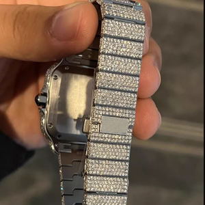 นาฬิกาเพชรโมอิสสำหรับเป็นของขวัญนาฬิกาเชิงกลคุณภาพสูงสำหรับทำจากเงินมีแถบสีเงินประดับเพชรแบบสั่งทำ - Product Image 5