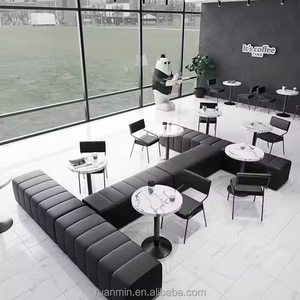 Ristorante su misura panca senza schienale <span class=keywords><strong>stile</strong></span> <span class=keywords><strong>industriale</strong></span> Coffee Shop tavolo da pranzo e sedia a muro nero stand sofà set - Product Image 2