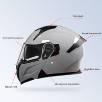 Nouveau casque modulaire ABS à double visière pour adultes, ouvert, résistant aux chocs, pour moto, motocross, casque de moto, usine