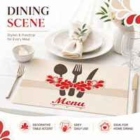 Set de table décoratif imprimé en PP/PEVA, facile à nettoyer, protection de table pour la maison, la cuisine et la salle à manger