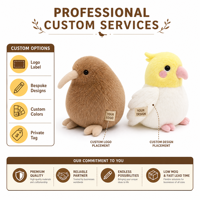 Peluche d'oiseau colorée personnalisée avec des designs réalistes de kiwi et de perroquet pour boutique de cadeaux, vente en gros, commande en gros de peluches