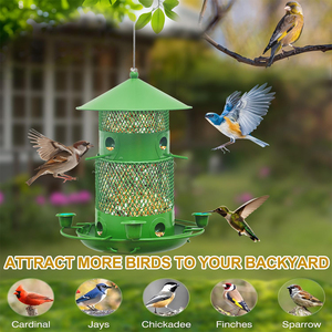 Venta al por mayor de comederos de pájaros de metal suspendidos al aire libre de gran capacidad comederos de pájaros salvajes para Sparrow Chickadee Goldfinch Eat - Product Image 2