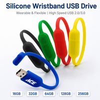 Flashdisk USB 2.0 Silikon Promosi Baru 32GB/128GB dengan Logo Custom, Gelang U Disk dengan Kotak untuk Hadiah Perusahaan