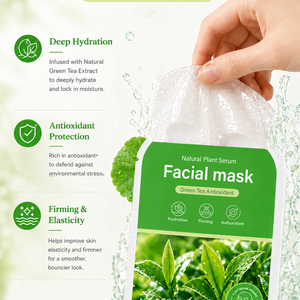 Masque facial hydratant au thé vert, apaise les peaux sensibles, contrôle le sébum, resserre les pores, éclaircit le teint terne, soin spa à domicile - Product Image 5