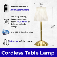 Lampe de table LED sans fil rechargeable en tissu à commande tactile et intensité variable pour mariages, hôtels, restaurants, banquets - Vente en gros usine