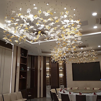 Lustre moderne en verre cristal en forme de feuille, éclairage personnalisé pour grands projets, hôtel, villa, hall d'entrée, escalier, décoration intérieure haut de gamme