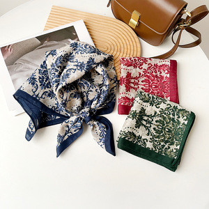 Nouveau foulard carré en soie haut de gamme pour femme musulmane, motif floral de cajou, imprimé numérique, décontracté, 70 cm, printemps et automne 2026 - Product Image 1