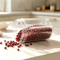 Pot en plastique PET transparent en gros, couvercle à vis multicolore, boîte ronde vide personnalisable pour l'emballage de bonbons, noix, biscuits et snacks