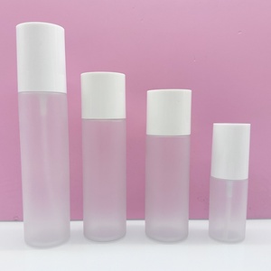Wholesale <b>Empty</b> Frosted Clear Glass <b>Plastic</b> <b>Bottle</b> Jar With Lotion Spray Pump for Cosmetic Packaging Skincare <b>Empty</b> Cream - Product Image 2