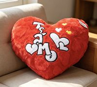 Nouvelle Coussin de Canapé en Peluche en Forme de Cœur Personnalisable, Broderie, Remplissage en Coton PP, Housse Amovible Lavable pour la Décoration de la Chambre à Coucher