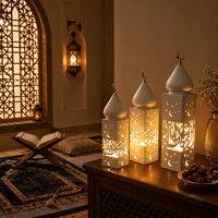 Décoration de fête musulmane à domicile Pafu, Ramadan Kareem, Eid Mubarak, lumière de table LED en forme de lune et d'étoile islamique, lanterne LED du Ramadan