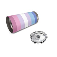 Gobelet isotherme personnalisé en acier inoxydable 20 oz, thème arc-en-ciel gay Bigender, pour les trajets en ville, les pique-niques à la plage, les loisirs et les pauses thé au bureau