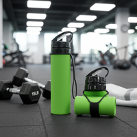 Bouteille d'eau pliable en silicone avec logo personnalisé, sans BPA, pour les sports de plein air