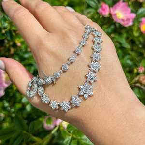 Collier Rivière Fleur en Moissanite Style Édouardien en Argent 925 – Élégant Bijou de Fête et Cadeau d'Anniversaire pour Femme – Style Tendance - Product Image 6