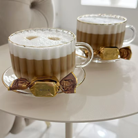 Lot de tasses à café en verre borosilicate haut de gamme, motif martelé dépoli, avec poignée, grande capacité, isothermes et anti-fuite, pour la vente en gros