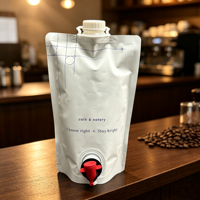 Poche souple personnalisée de 1,5 L avec bec verseur et poignée, distributeur de café, de boissons et de vin en plastique, Doypack avec robinet