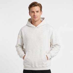 New Arrival Custom Logo Printed Plus Size Drop Shoulder Autumn ODM 100% Cotton Anti-Pilling <b>Fleece</b> Pullover Hoodie Plain <b>White</b> - Product Image 1