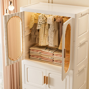 <span class=keywords><strong>Armadio</strong></span> Moderno in Plastica Rinforzata per Soggiorno e Camera da Letto, Guardaroba per Bambini con Ruote, Organizzatore Multistrato Pieghevole, Arredamento per la Casa - Product Image 4